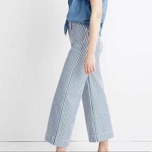 Madewell Emmett Wide-Leg Crop Pqnts in Herringbone Railroad Stripe